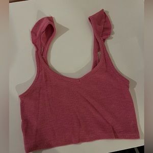 Size SMALL UO cropped ruffled pink tank top